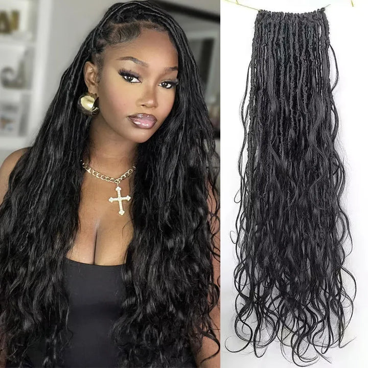 EAYON Boho Locs Crochet Hair With Body Wave Human Hair French Curls