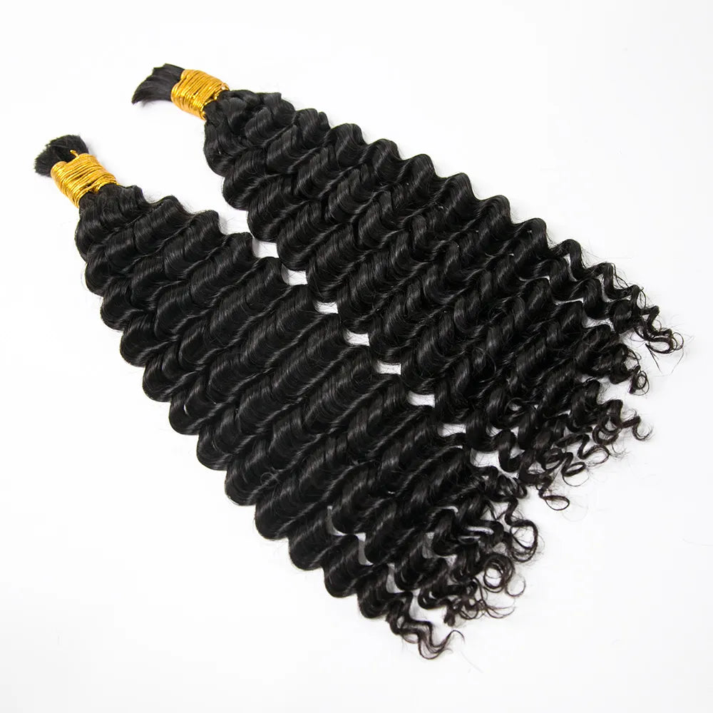 Double Drawn Bulk Human Braiding Hair Spanish Curly