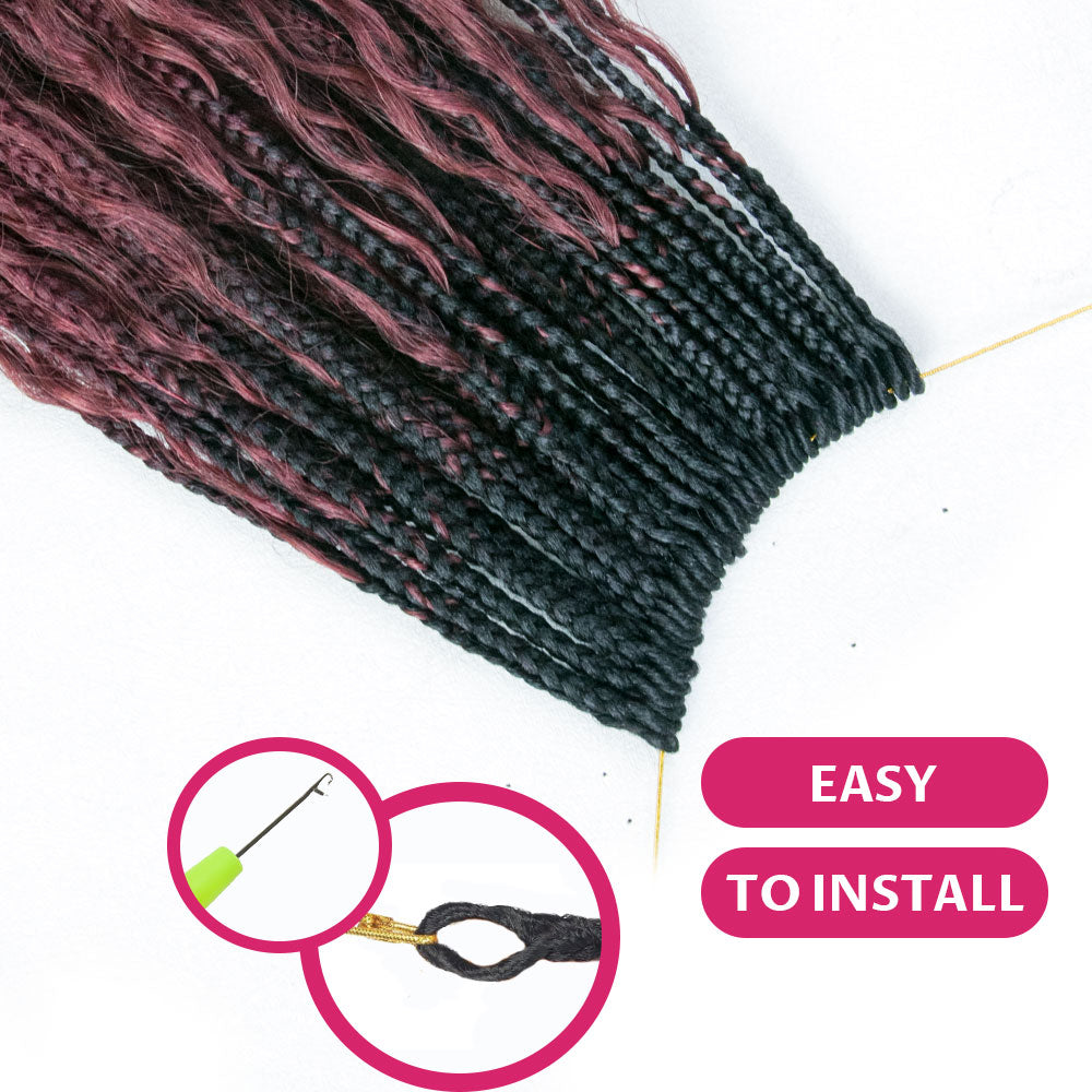 EAYON 1B/99J/BURGUNDY Color Crochet Boho Box Braids  24 Inch