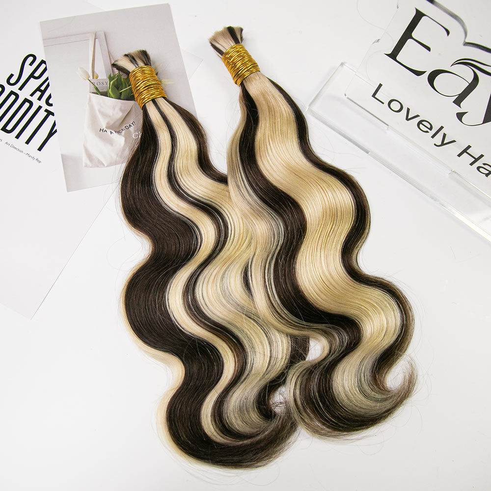 dark brown mixed 613 blonde bulk human braiding hair