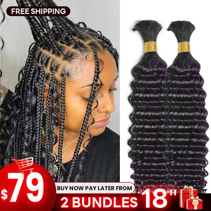 Deep Wave Bulk Human Hair For Braiding