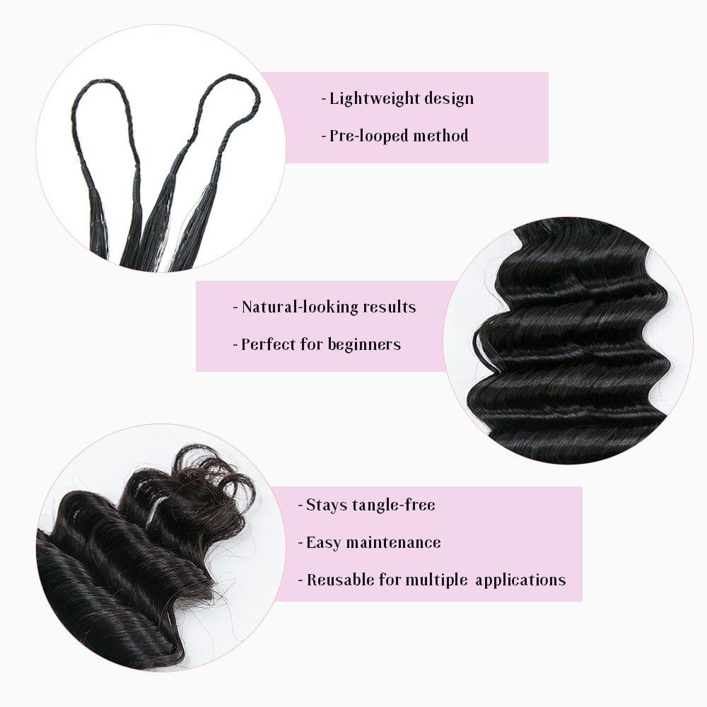 EAYON Lightweight Deep Wave Crochet Human Hair Extension