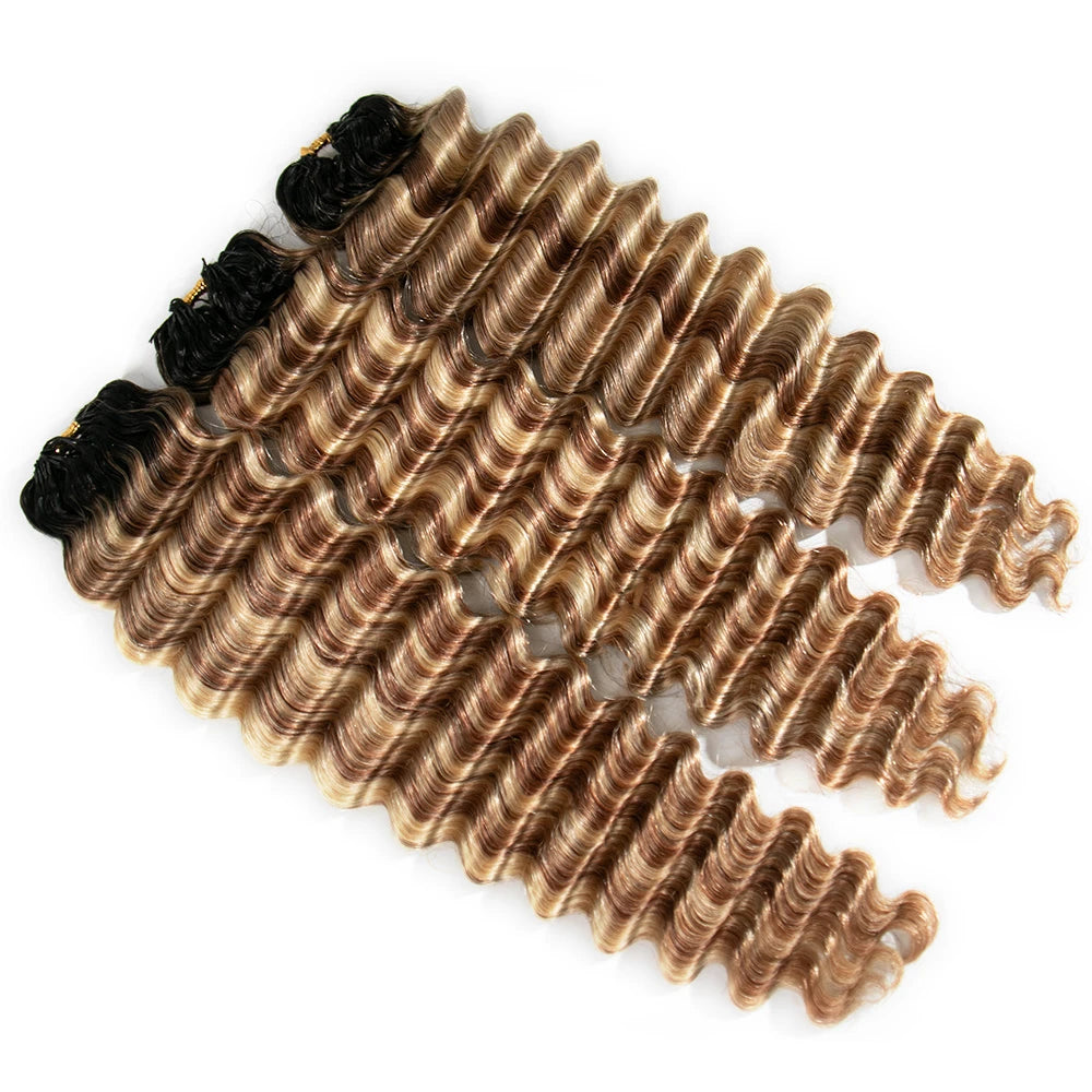 deep wave crochet hair blonde Ombre #T1B/27/30/613