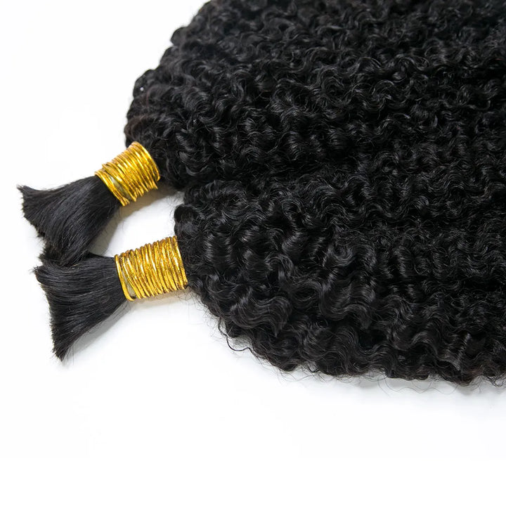 Double Drawn Bulk Human Braiding Hair Tight Curly