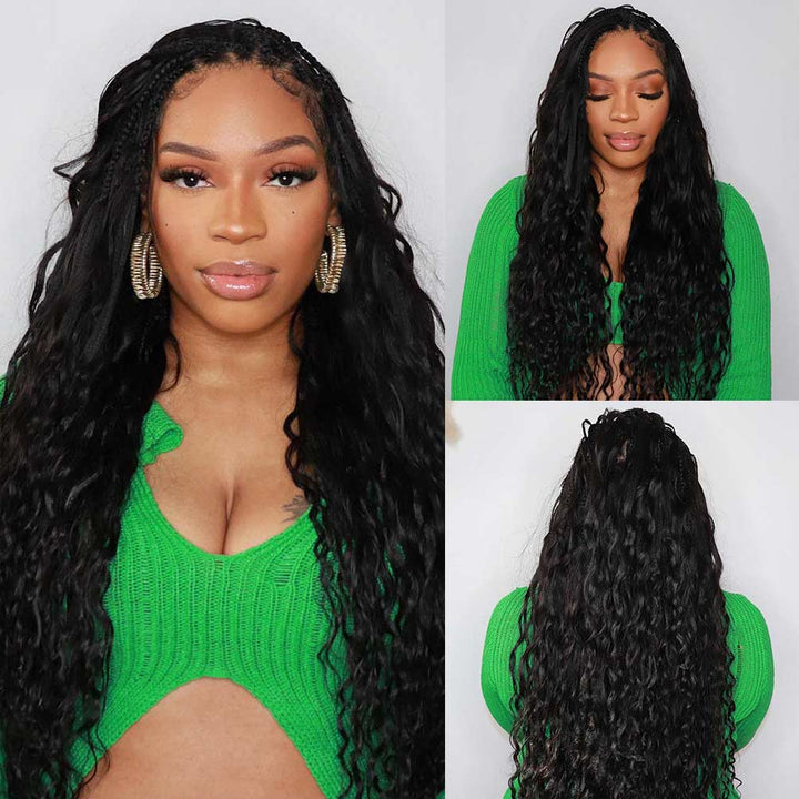 Tresses humaines doublement dessinées, cheveux ondulés et amples 