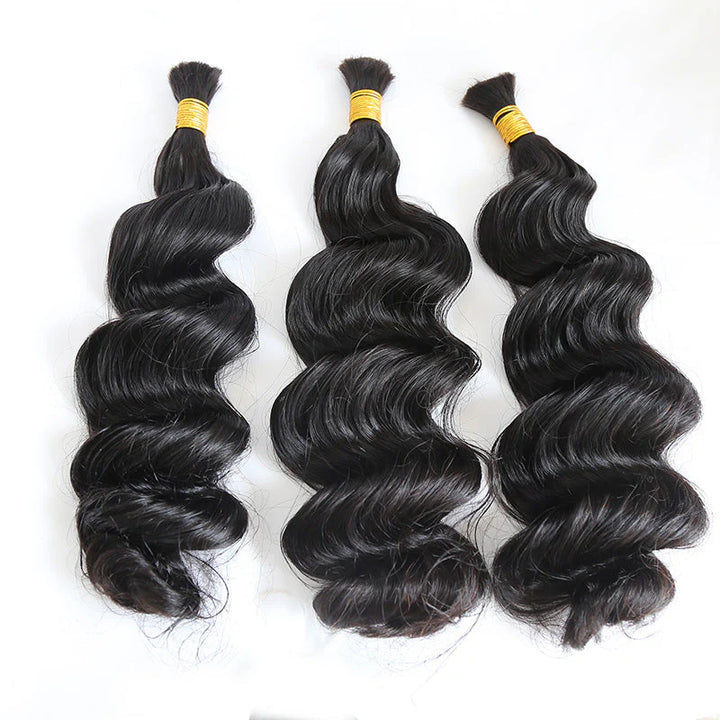 Double Drawn Bundles Human Braiding Hair  Loose Wave