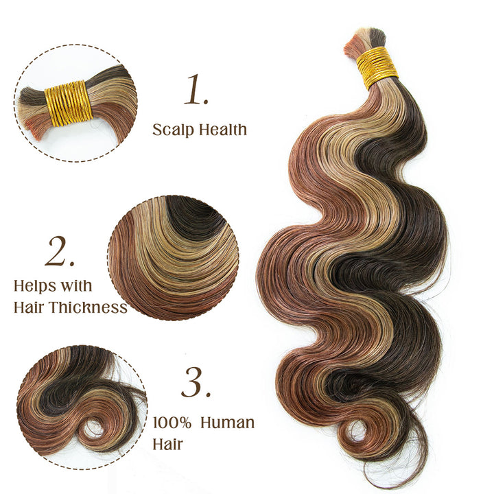#27 Cheveux humains blond miel ondulés à double tirage pour tressage