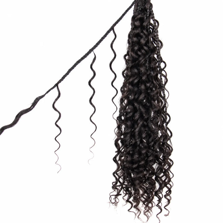 Eayonhair 22-inch deep wave feather crochet hair in natural color, with human hair curls and synthetic central strands