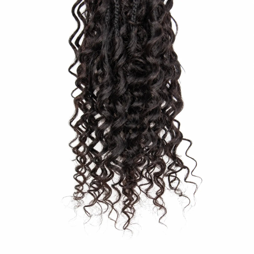 Eayonhair 22-inch deep wave feather crochet hair in natural color, with human hair curls and synthetic central strands