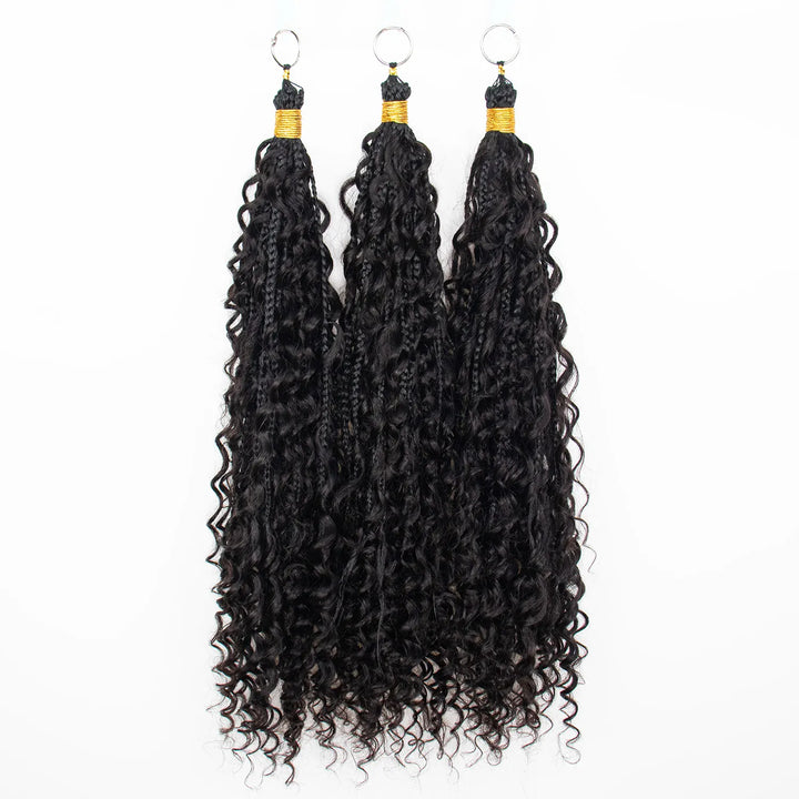 Eayonhair 22-inch deep wave feather crochet hair in natural color, with human hair curls and synthetic central strands