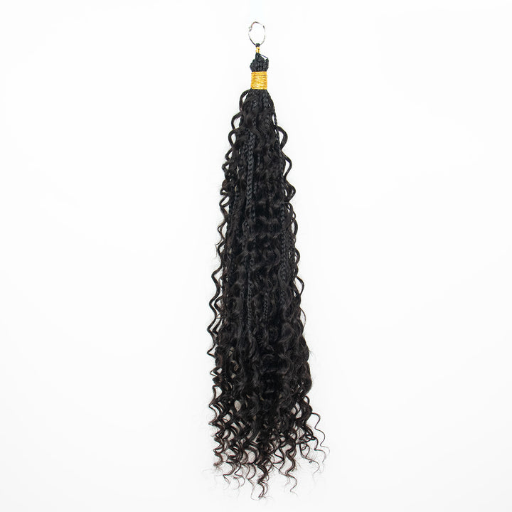 Eayonhair 22-inch deep wave feather crochet hair in natural color, with human hair curls and synthetic central strands