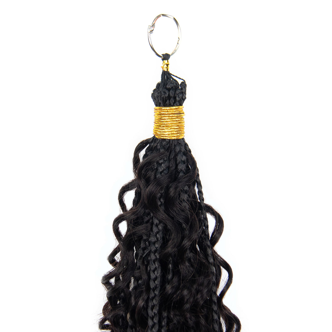 Eayonhair 22-inch deep wave feather crochet hair in natural color, with human hair curls and synthetic central strands