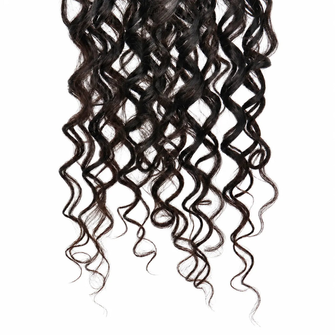 Eayonhair 22-inch deep wave feather crochet hair in natural color, with human hair curls and synthetic central strands