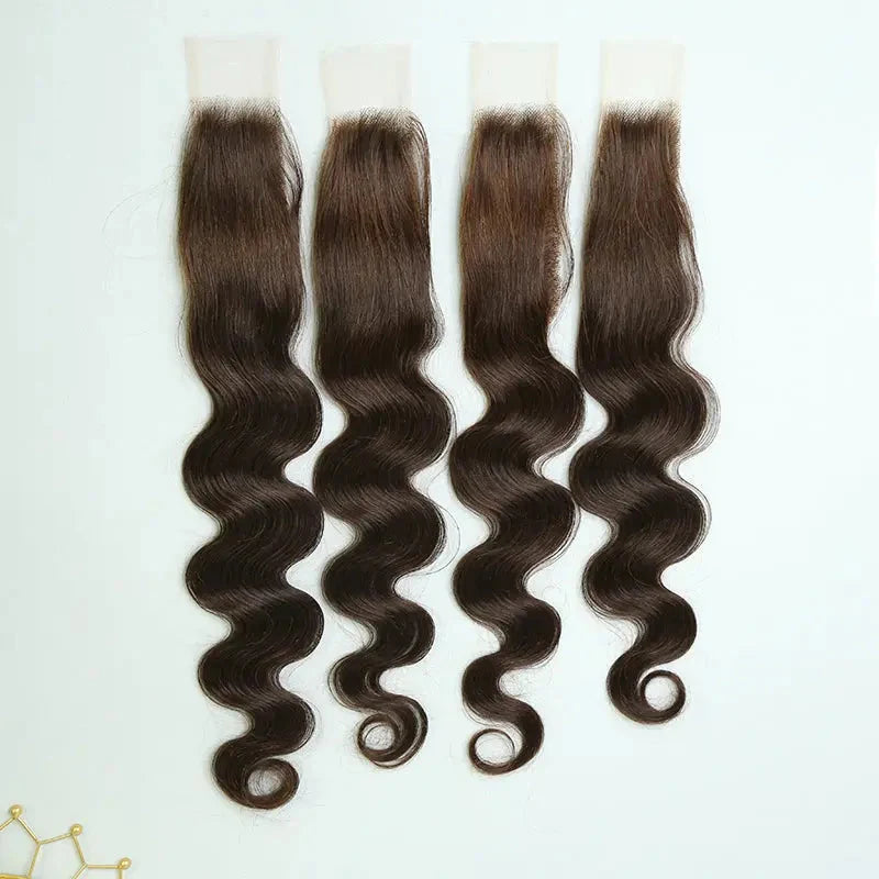 Chocolate Brown Body Wave closures showing wave pattern