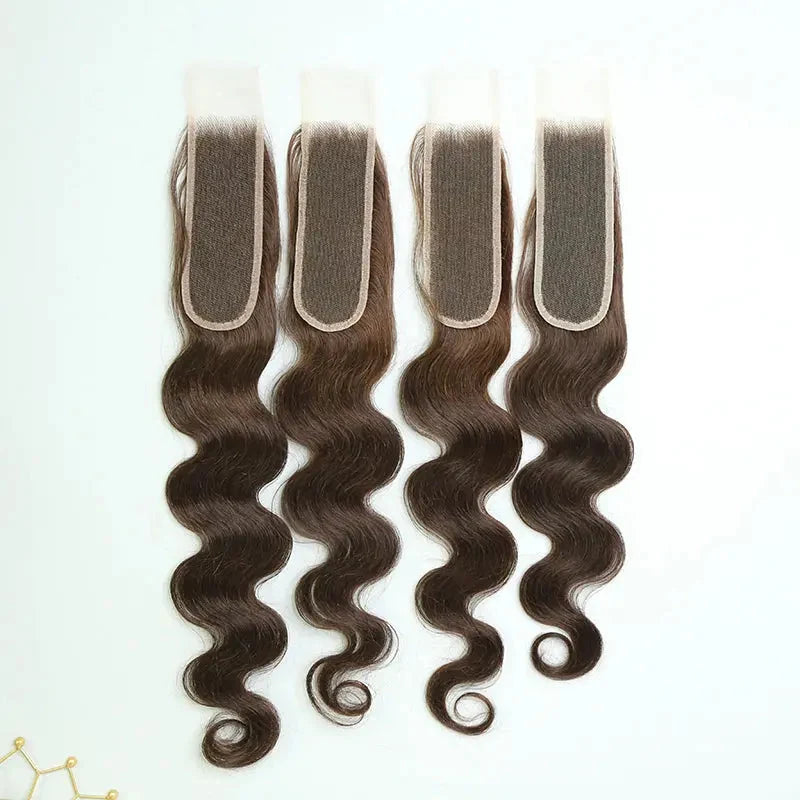 Front and reverse views of Chocolate Brown Body Wave closures