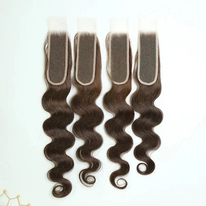 Front and reverse views of Chocolate Brown Body Wave closures