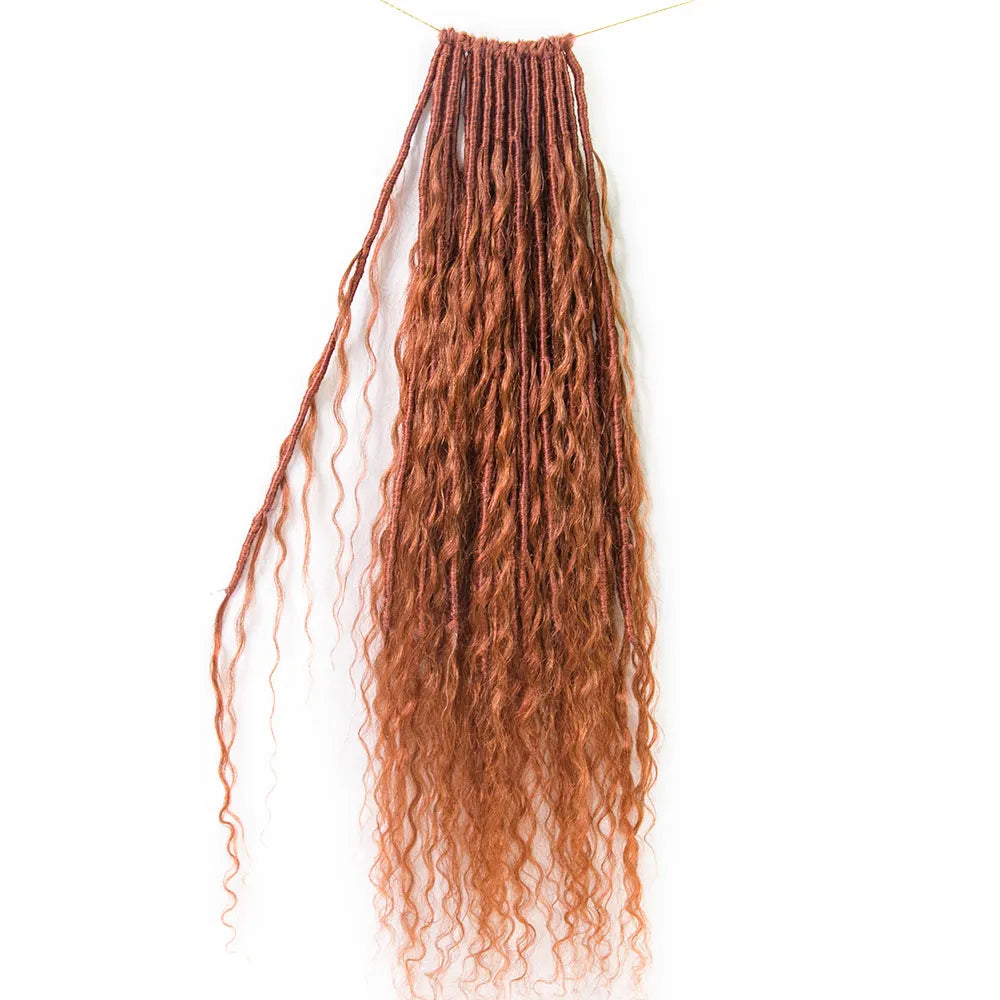 EAYON #350 Ginger Color Crochet Boho Locs With Human Hair Curls