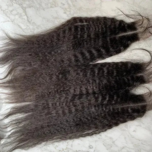 Close-up of Kinky Straight hair texture