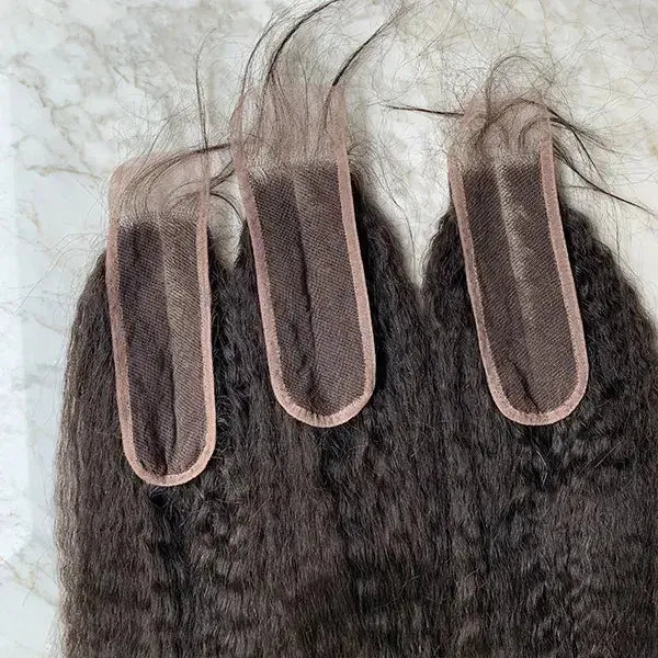 Kinky Straight closures with lace-base detail