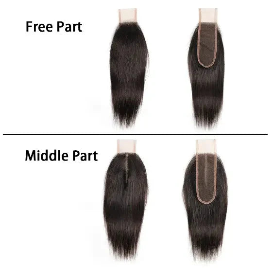 Silk Straight closure showing free-part and middle-part styling