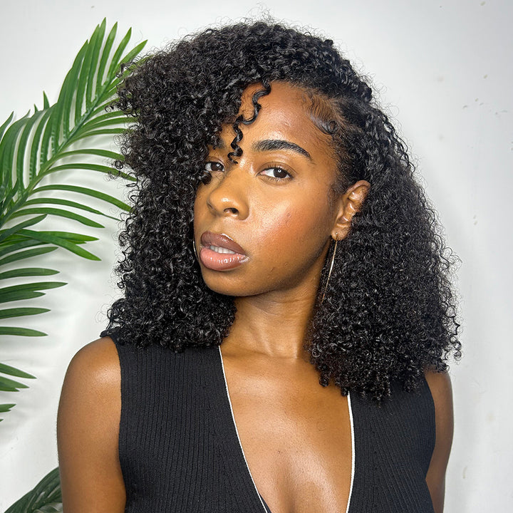 EAYON Lightweight Tight Curly Crochet Human Hair Extensions