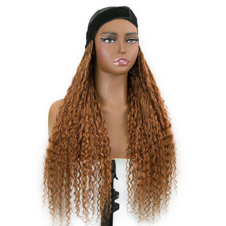 #30 Color Grab & Go Braids Band With Boho Style Human Hair Curls