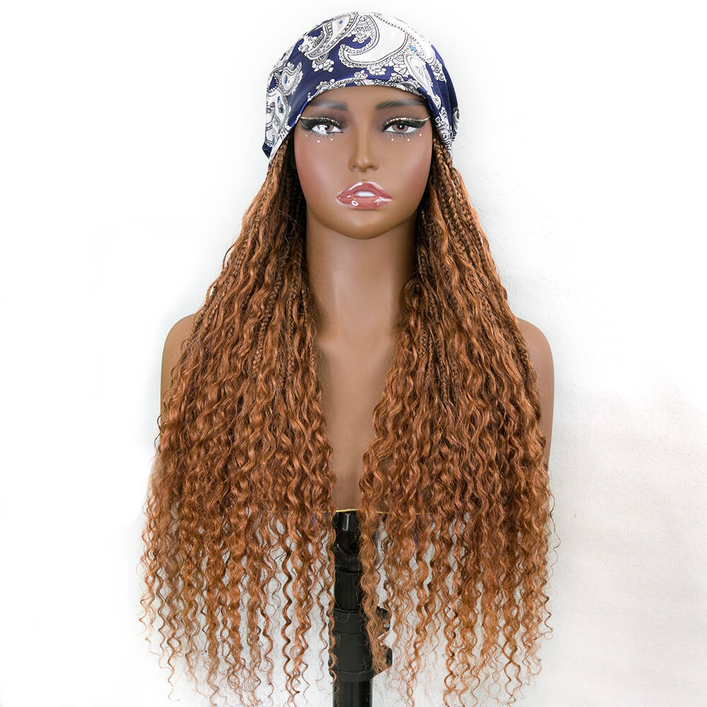 #30 Color Grab & Go Braids Band With Boho Style Human Hair Curls