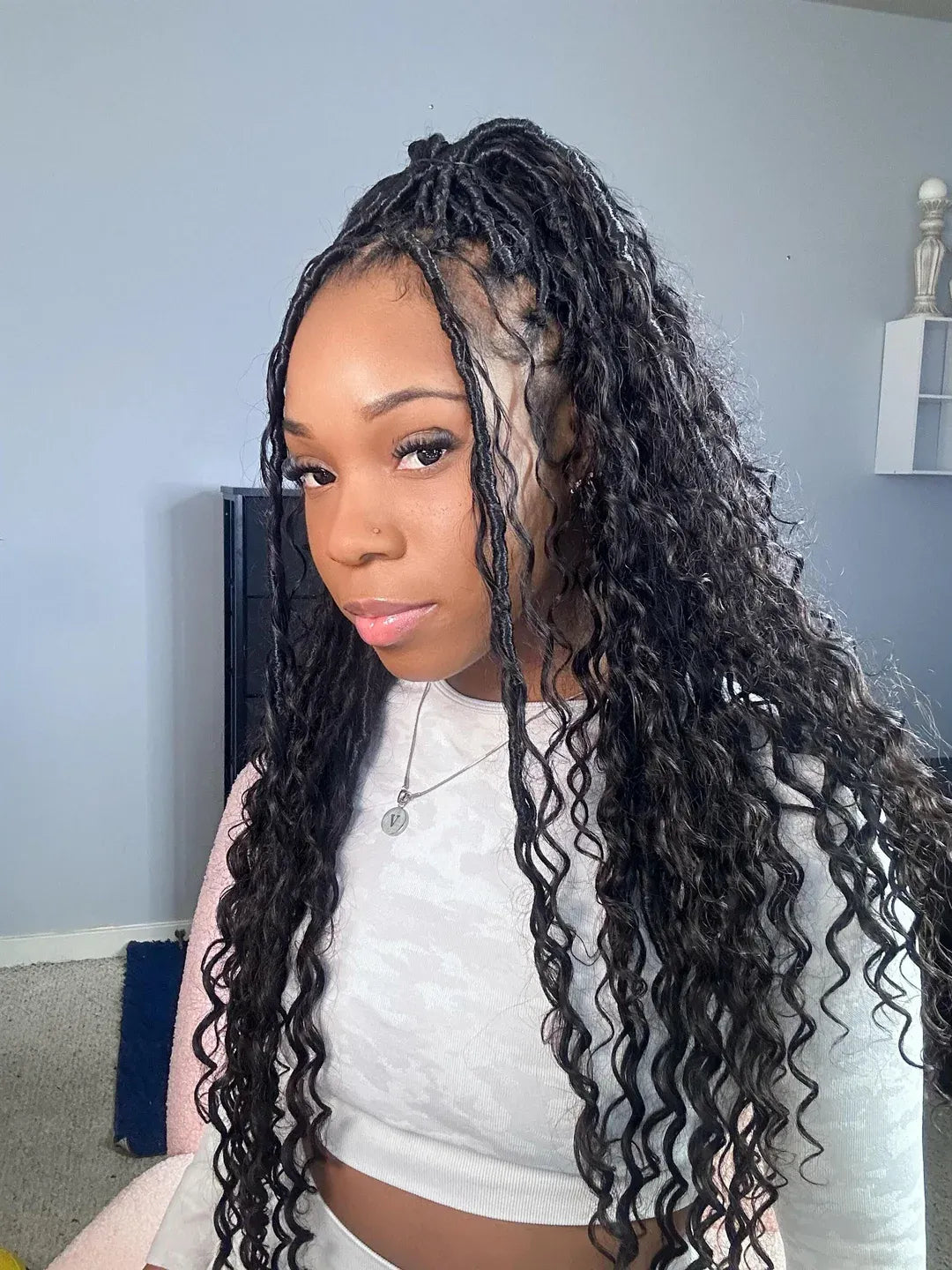 faux bohemian locs with human hair curly ends