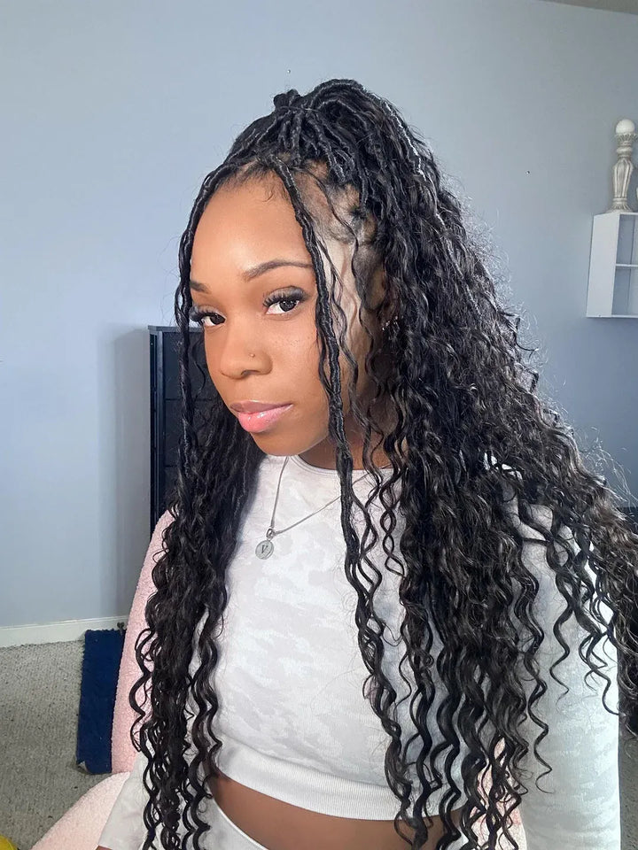 faux bohemian locs with human hair curly ends