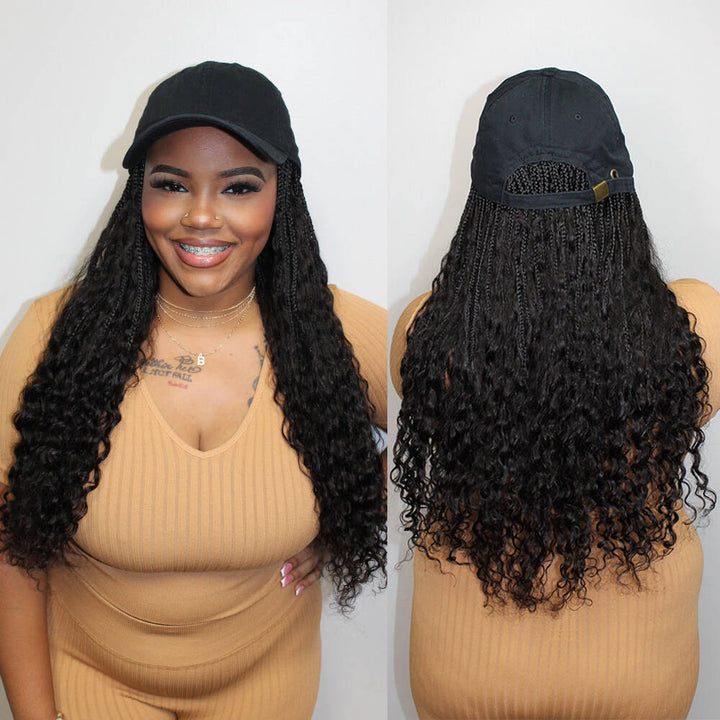 Grab & Go Boho Style Braids Cap Hat Wig