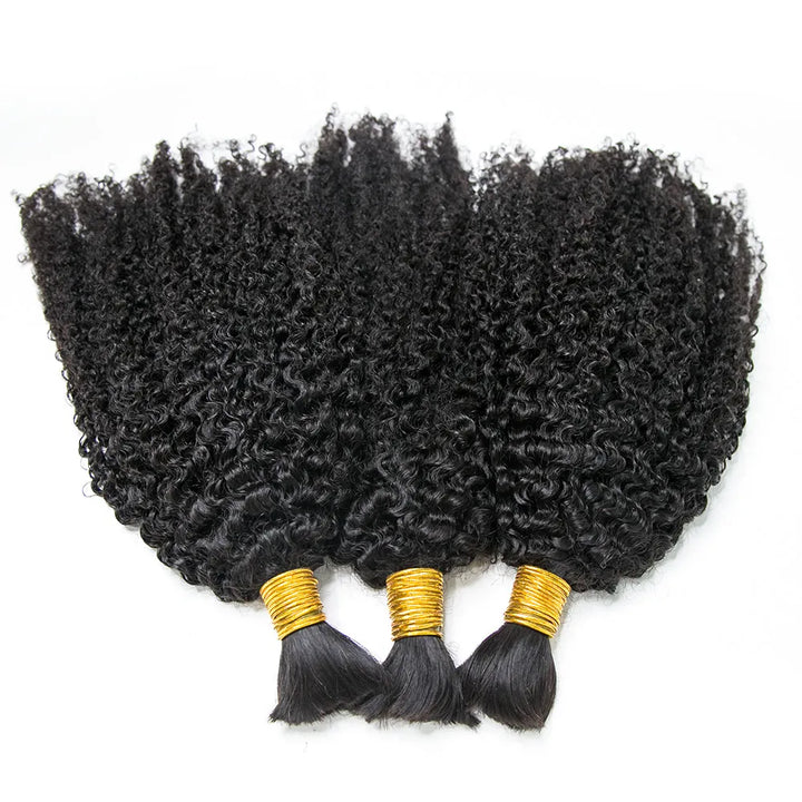 Double Drawn Bulk Human Braiding Hair Tight Curly