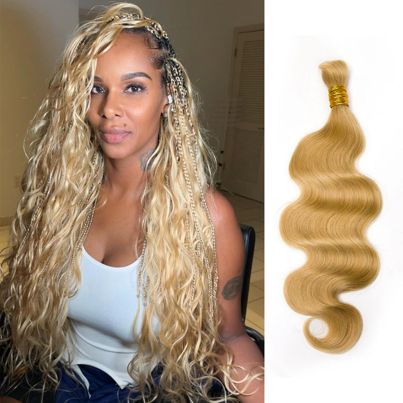 #27 Honey Blonde Body Wave Double Drawn Human Hair For Braiding YN