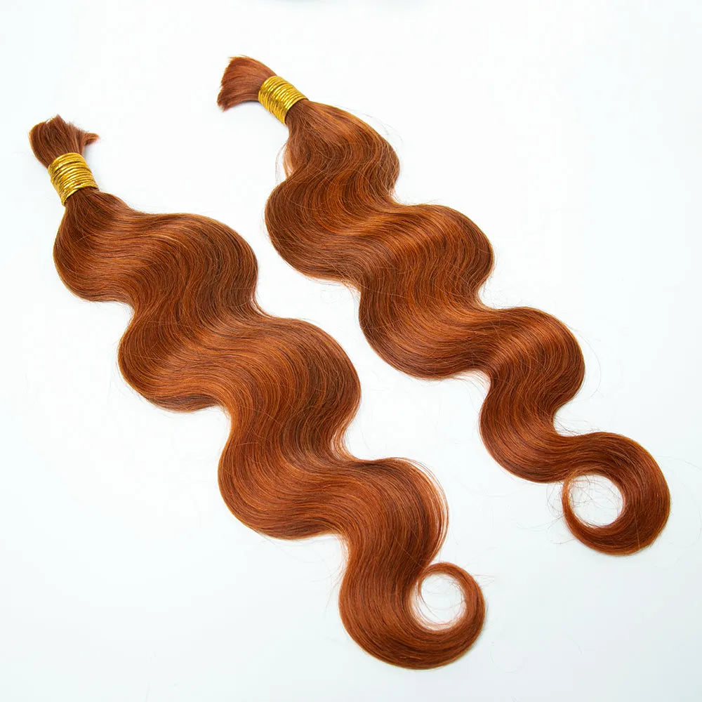 Bulk Human Hair For Braiding #350 Ginger Body Wave