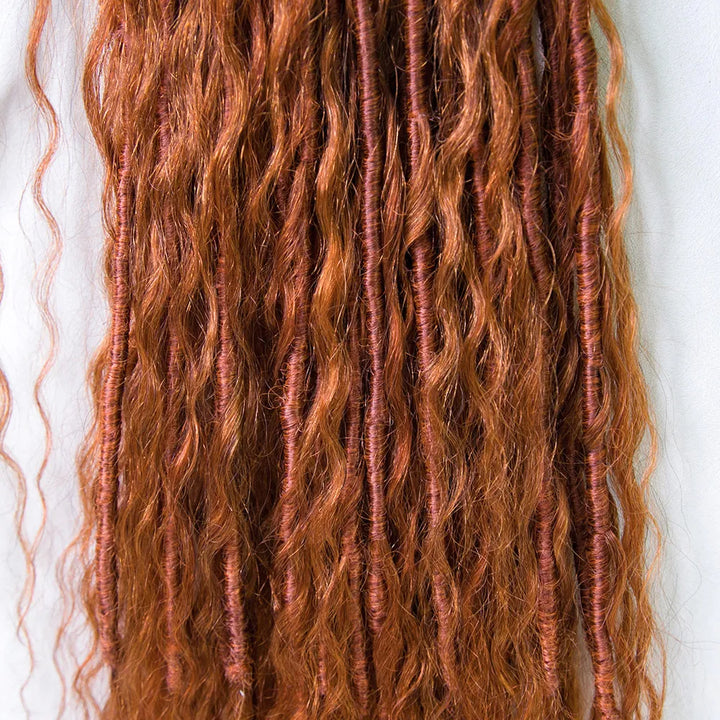 EAYON #350 Ginger Color Crochet Boho Locs With Human Hair Curls