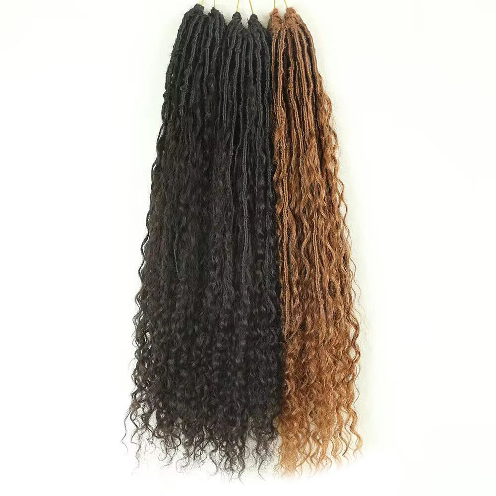 EAYON Boho Faux Locs Crochet Deep Wave Hair  Mixed Natural Color & #30 Color