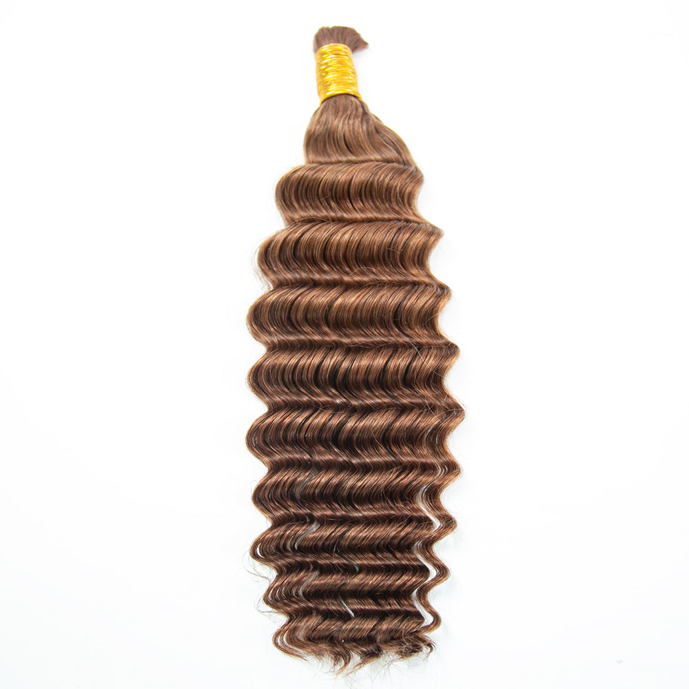 #30 Brown Deep Wave Double Drawn Human Hair For Braiding