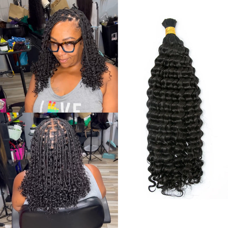 Double Drawn Bulk Human Braiding Hair Italy Curly