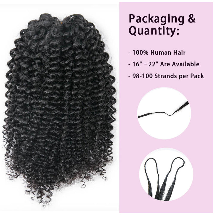 EAYON Lightweight Jerry Curly Crochet Human Hair Extension