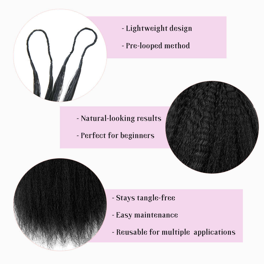 EAYON Lightweight Kinky Straight Crochet Human Hair Extension