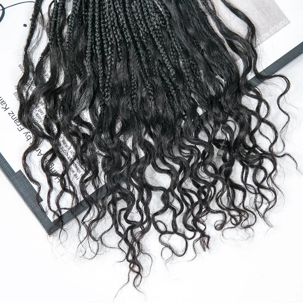 10 Inches Shorter Crochet Boho Box Braids Human Hair Curls