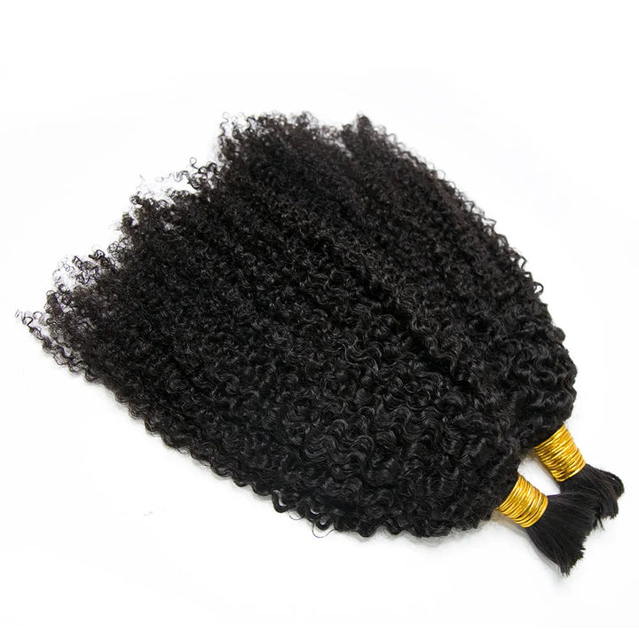 Double Drawn Bulk Human Braiding Hair Tight Curly