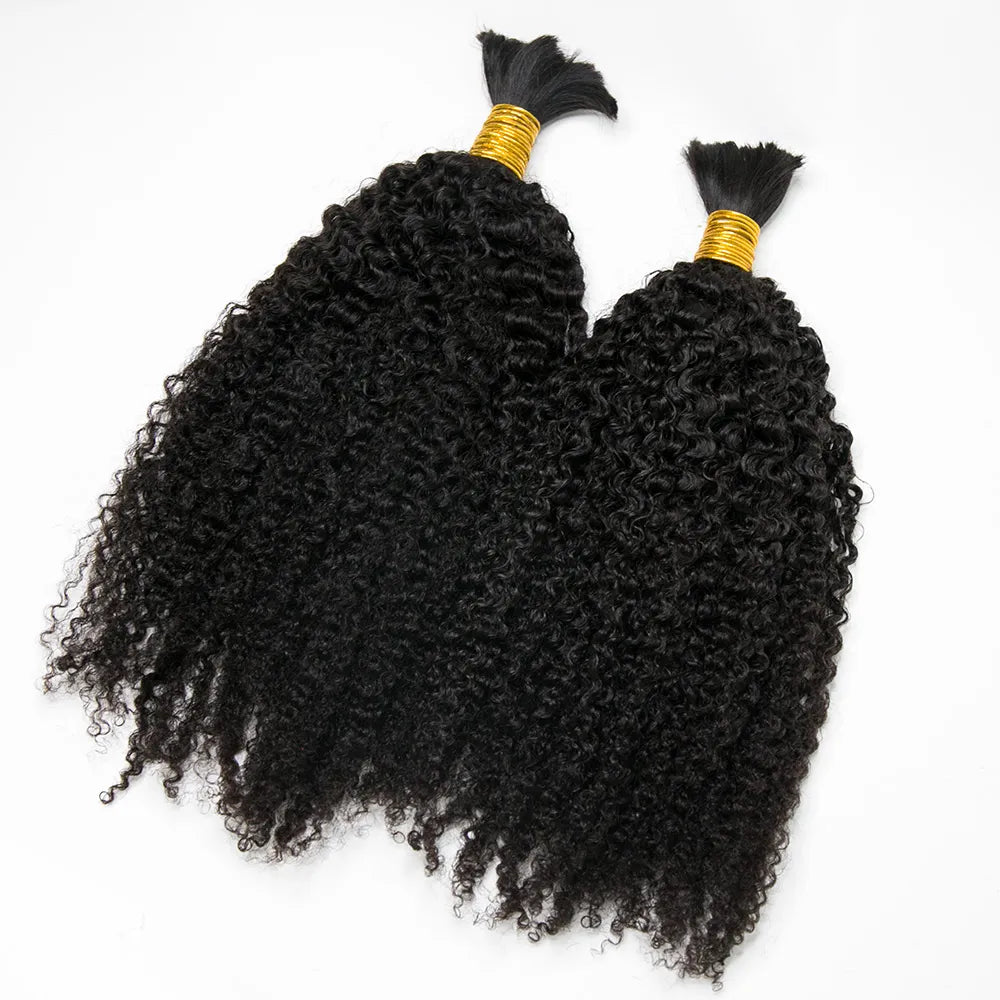 Double Drawn Bulk Human Braiding Hair Tight Curly