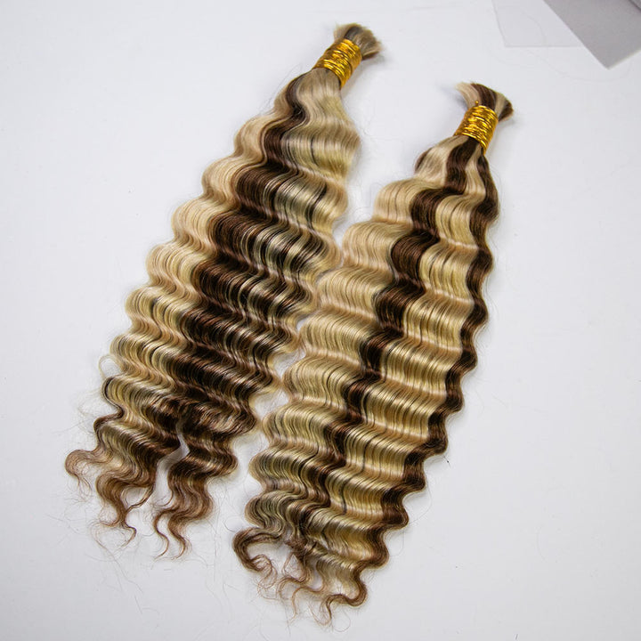 mixed-colored deep wave bulk human hair