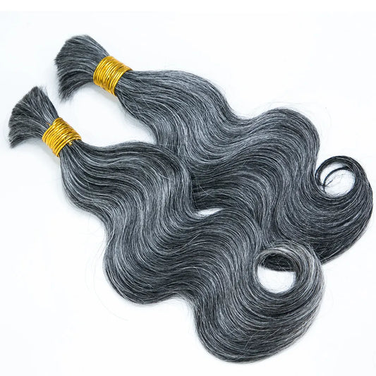 Salt & Pepper Bulk Human Hair For Braiding Body Wave