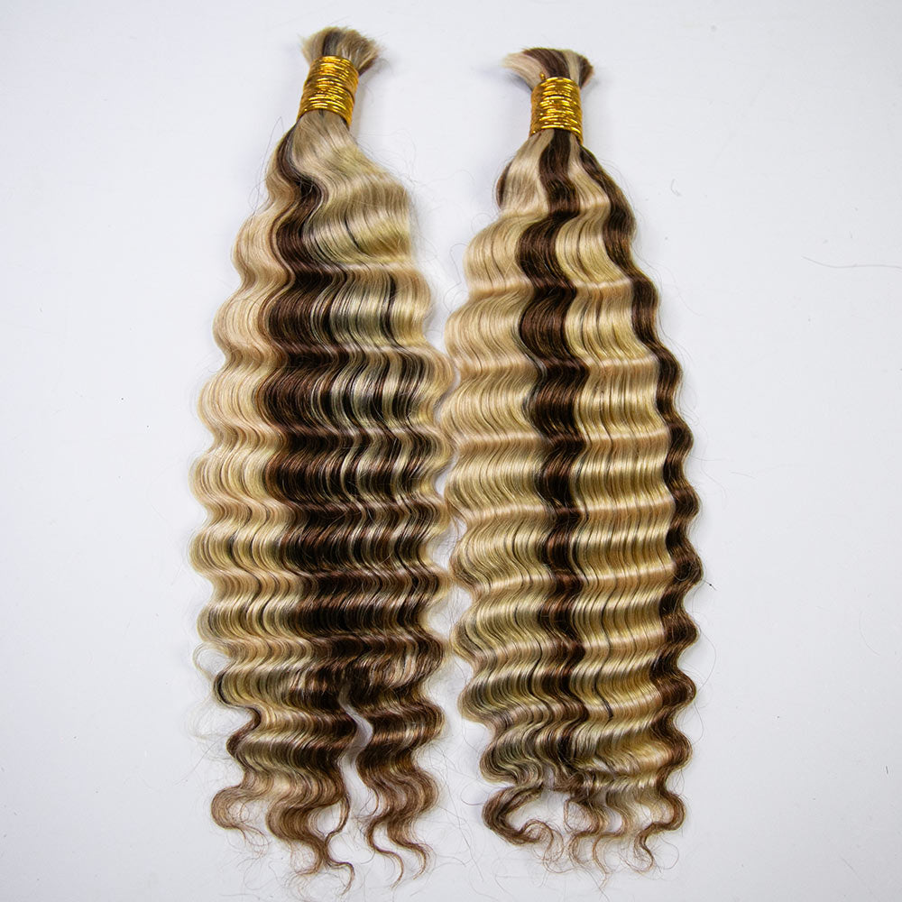piano color bulk human hair bundles deep wave