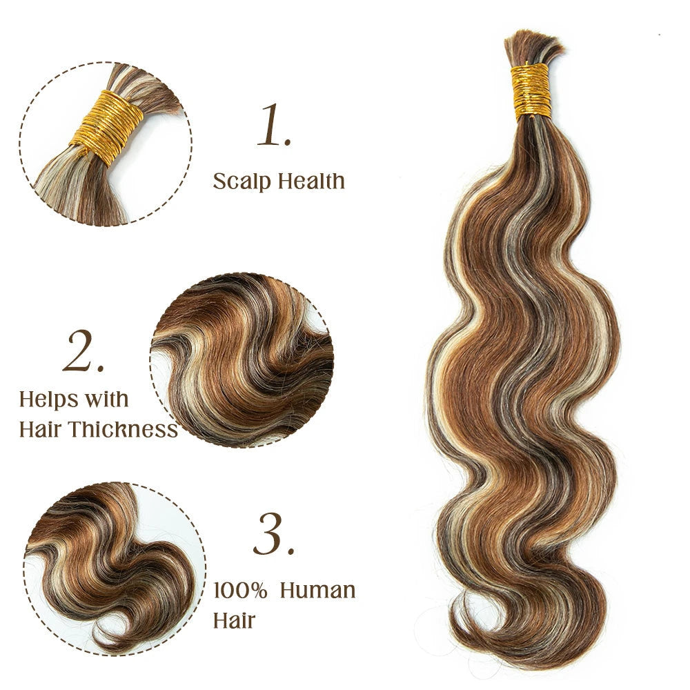 Bulk Human Hair For Braiding Blend #4/30/613 Body Wave  display picture 1