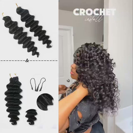 EAYON Lightweight Loose Deep Wave Crochet Human Hair Extension