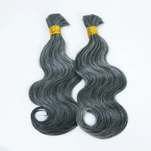 Salt & Pepper Bulk Human Hair For Braiding Body Wave