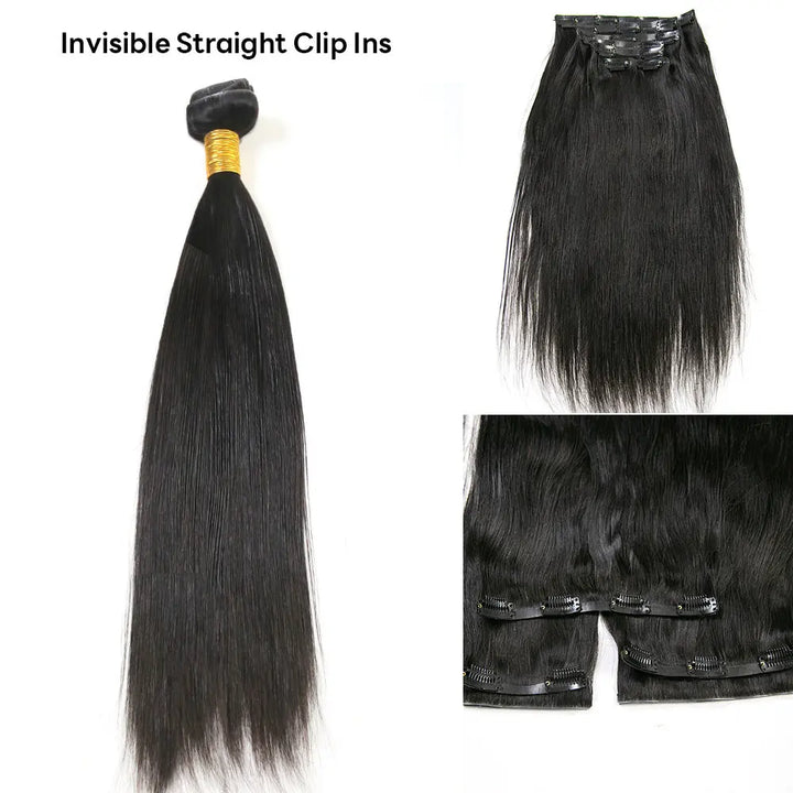Sil Clip In Extensions Best Invisible Silk Straight Seamless Clip-In Hair Extensions for ...