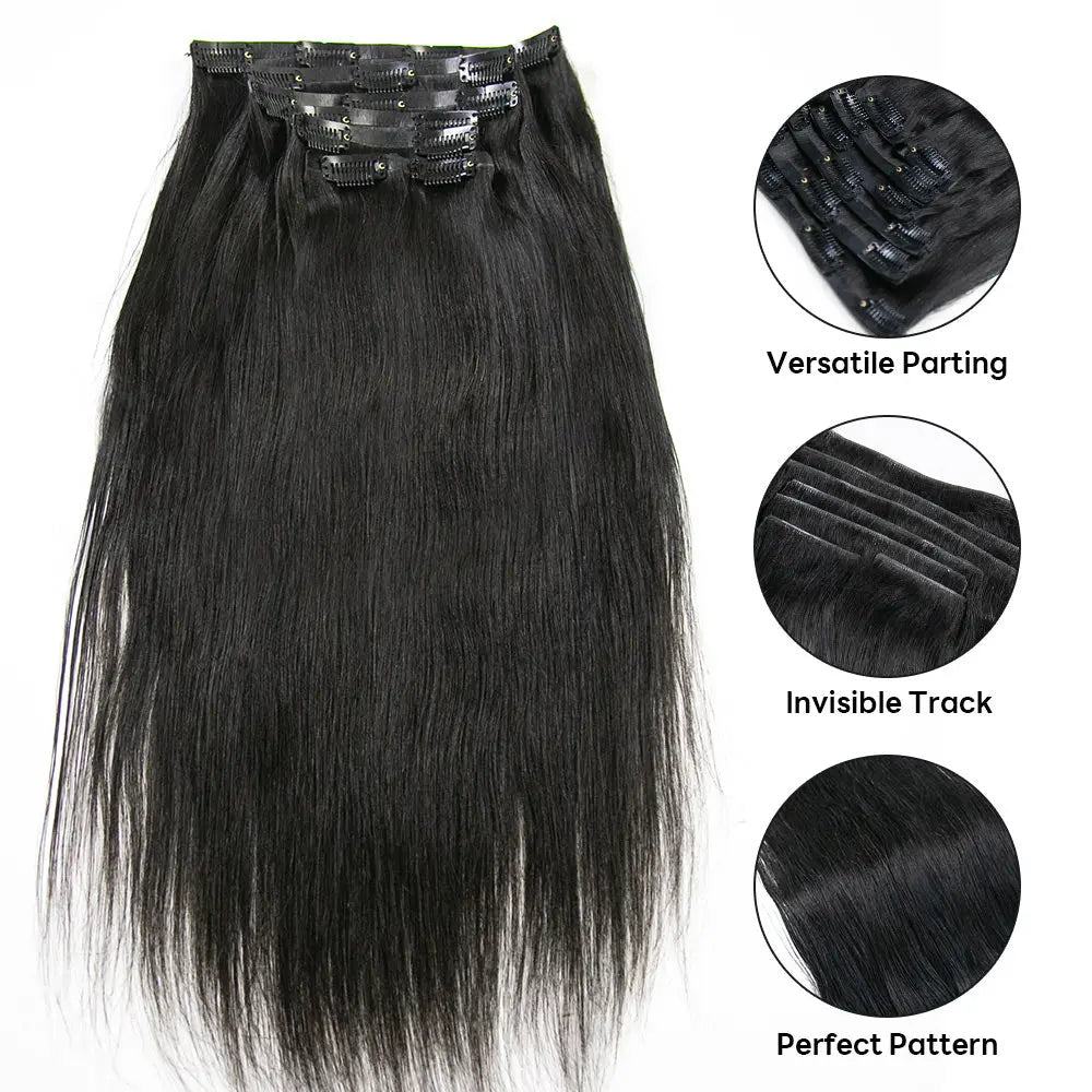Sil Clip In Extensions Best Invisible Silk Straight Seamless Clip-In Hair Extensions for ...